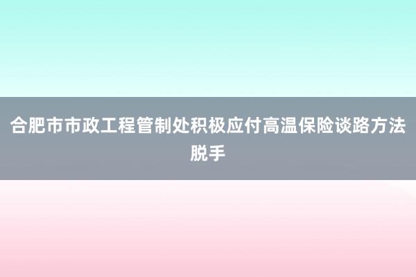 合肥市市政工程管制处积极应付高温保险谈路方法脱手